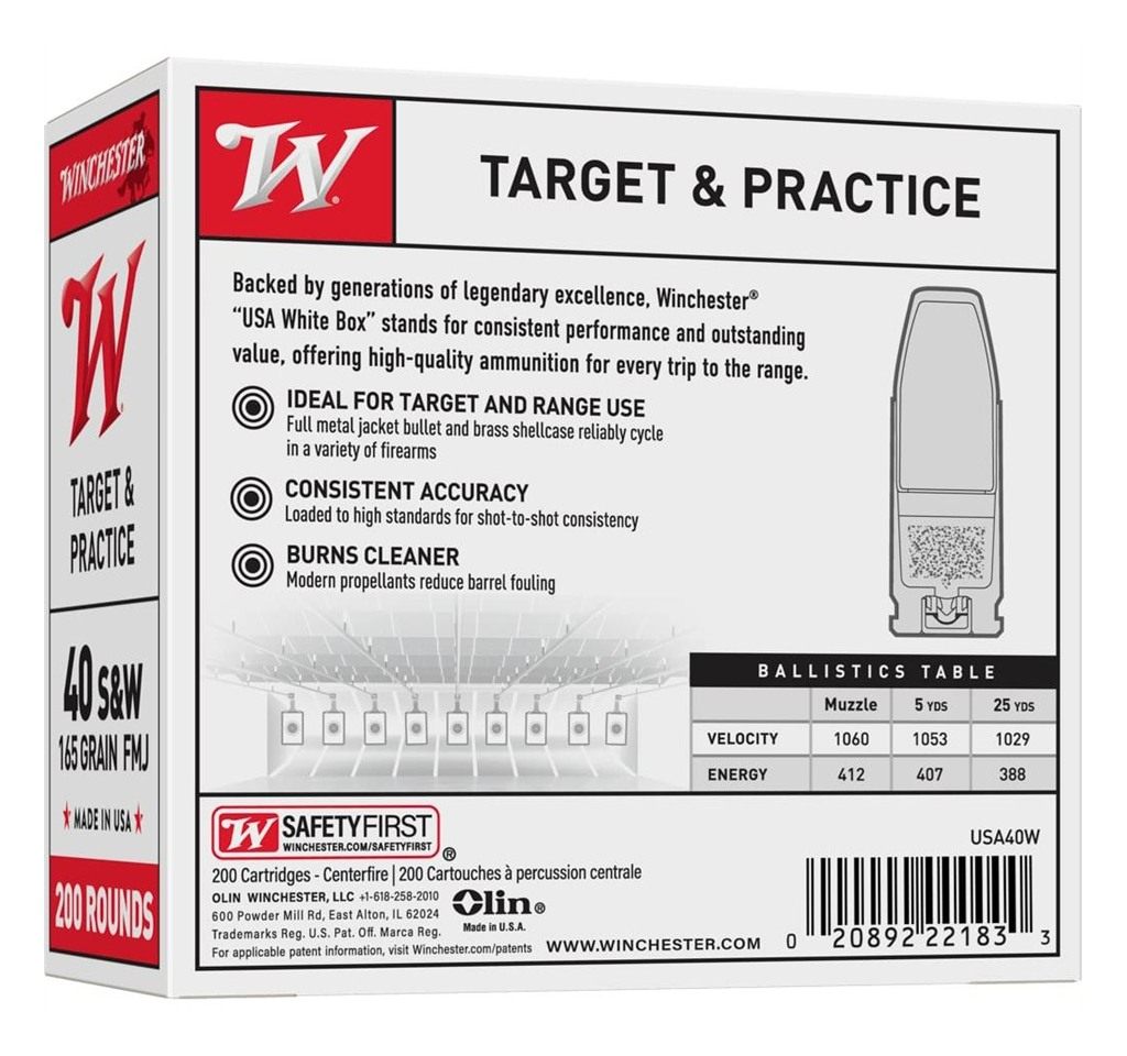 Winchester Ammunition Ammo USA40W Range Pack 40S W 165gr Full Metal Jacket view 2