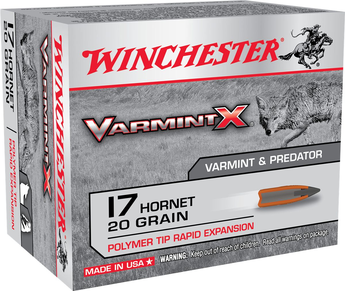 Winchester Ammunition Ammo X17P Varmint X 17 Hornet 20gr Polymer Tip Rapid