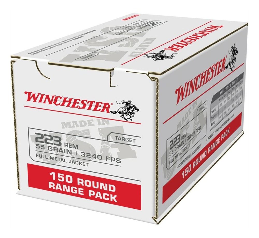 Winchester Ammo W223150 USA 223 Rem 55gr Full Metal Jacket 150 Per Box/4 Ca view 2