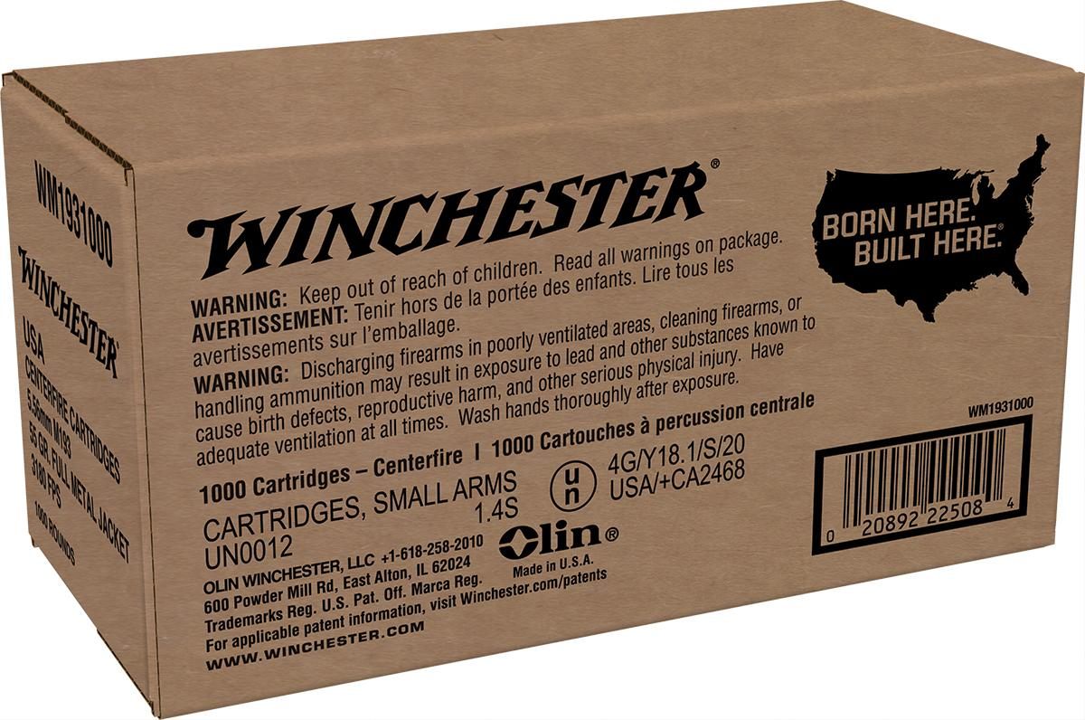 Winchester Ammunition Ammo WM1931000 USA M193 5.56x45mmNATO 55gr Full Metal view 2