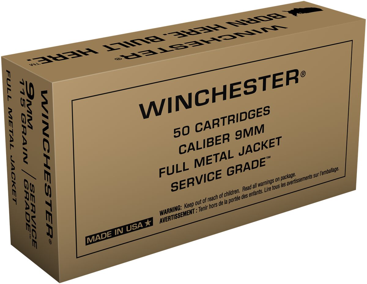 Winchester Ammunition Ammo SG9W Service Grade 9mmLuger 115gr Full Metal Jac