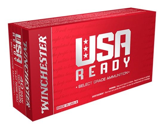 Winchester Ammunition USA Ready 40 SW 165GR FMJ-Match 50RD 10BX/CS