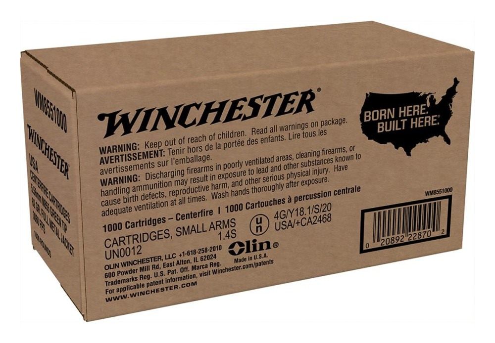 Winchester Ammo WM8551000 USA M855 Green Tip 5.56x45mmNATO 62gr Full Metal view 3