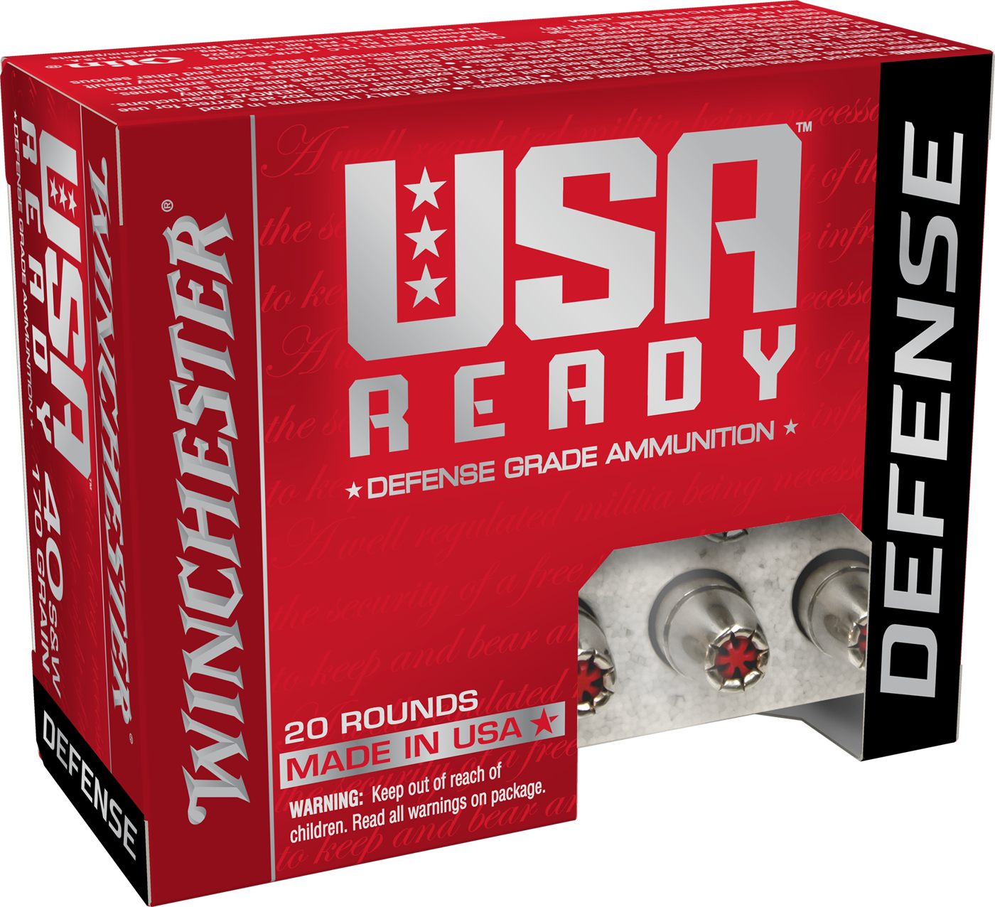 Winchester Ammo RED40HP USA Ready 40S W 170gr Hex Vent Hollow Point 20 Per