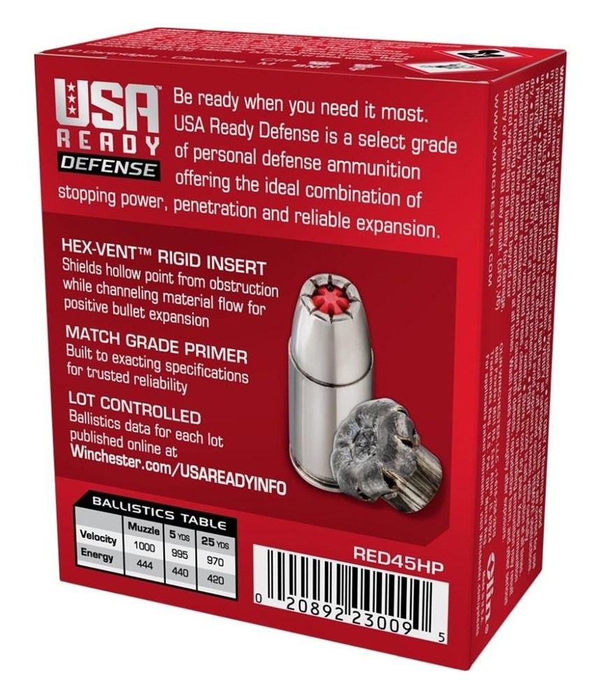 Winchester Ammo USA Ready Hex Vent Hollow Point Handgun Ammunition .45 ACP view 3