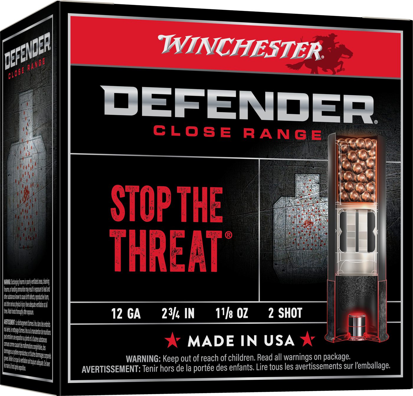 Winchester Ammunition Ammo S122PD25 Defender 12 Gauge 2.75in 1 1/8oz 2 Shot