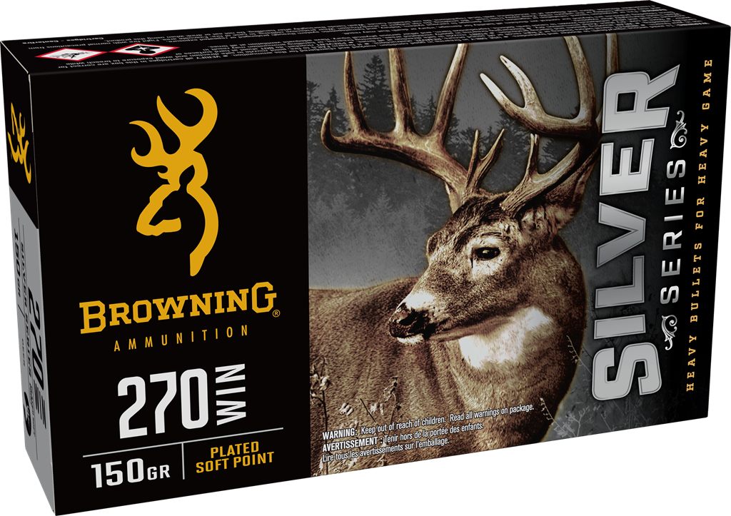 Browning Ammunition Ammo B192602701 Silver 270 Win 150gr Plated Soft Point