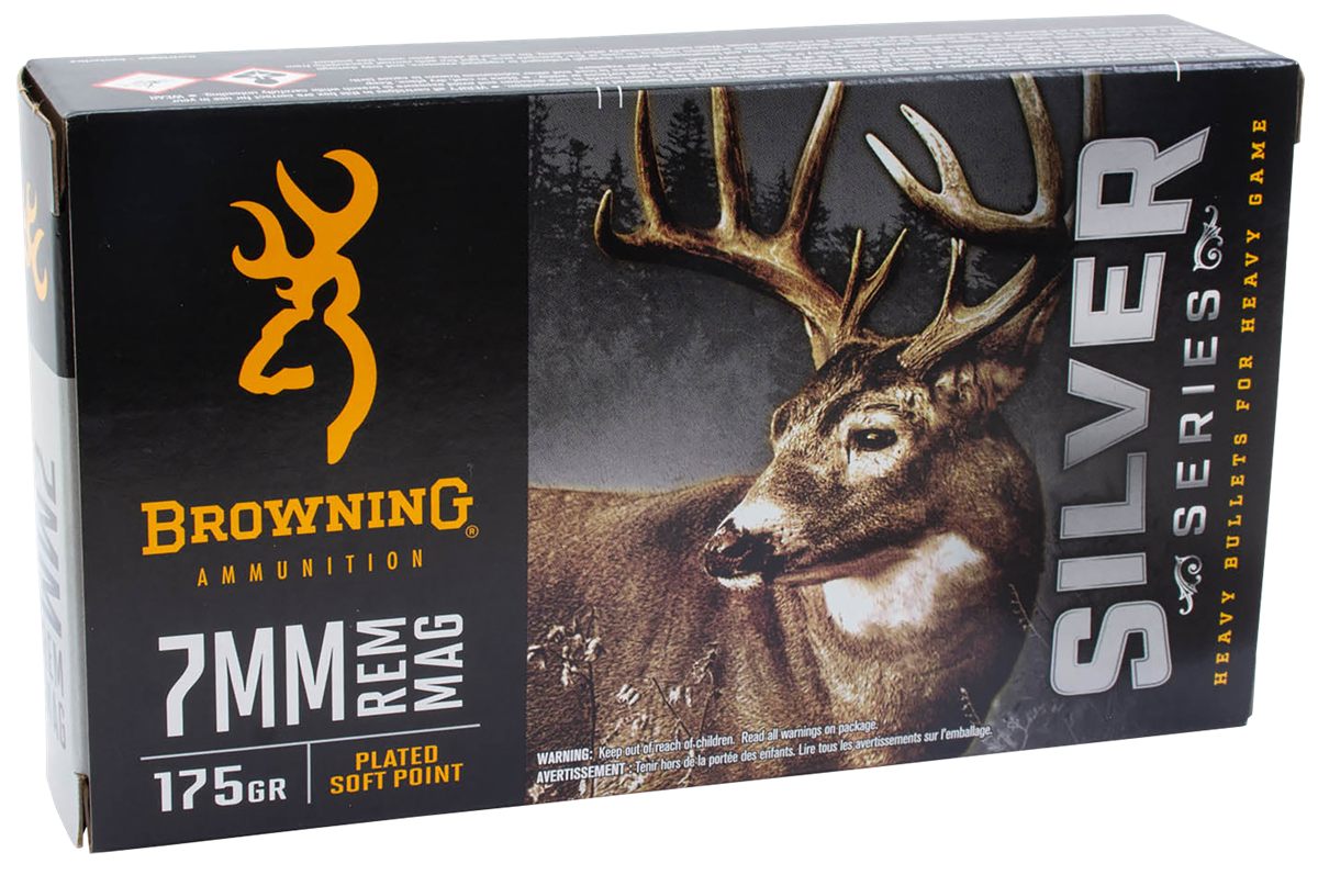 Browning Ammunition Ammo B192600071 Silver 7mmRem Mag 175gr Plated Soft Poi