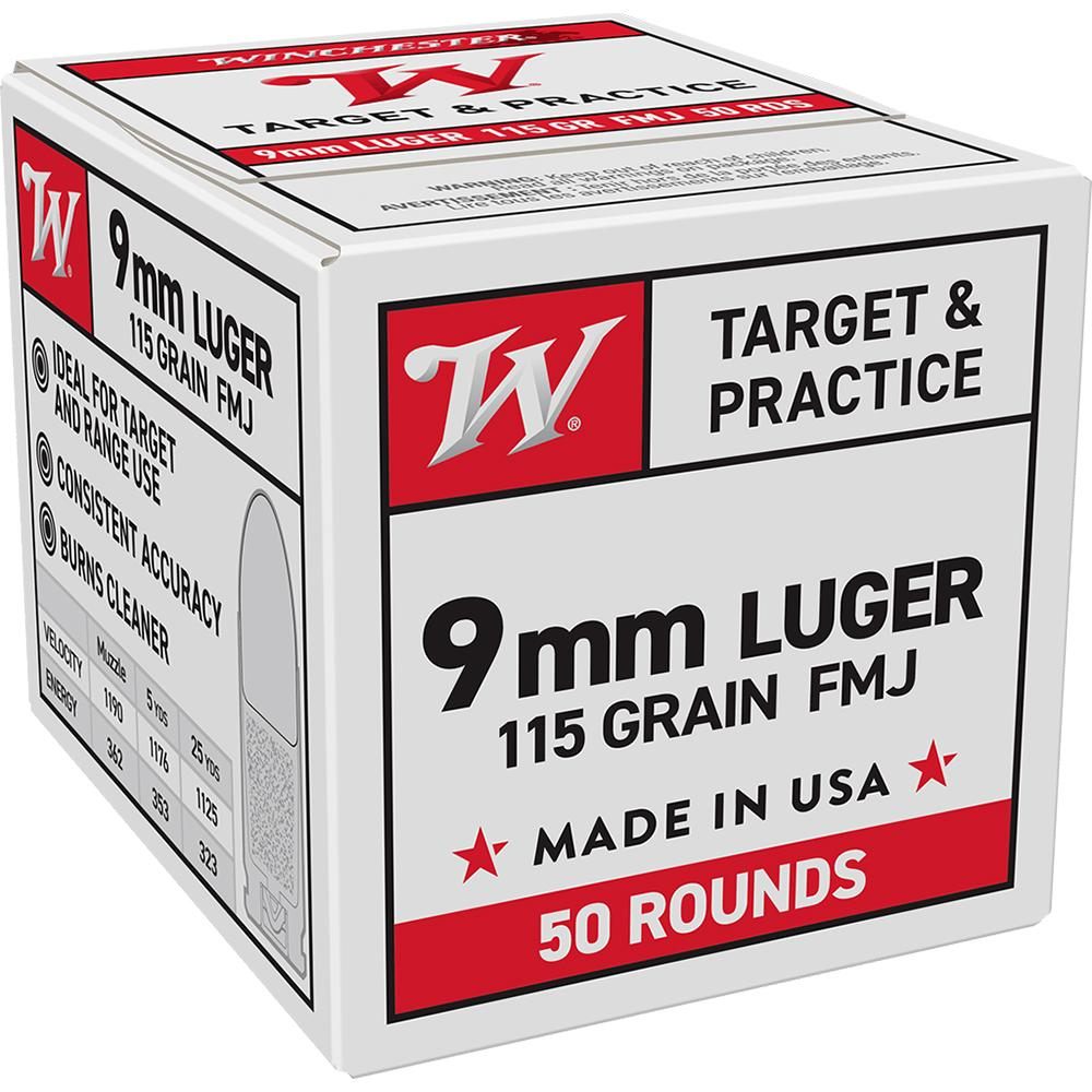 Winchester Ammo USA Target Practice Handgun Ammunition 9mm Luger 115 gr. FM view 2