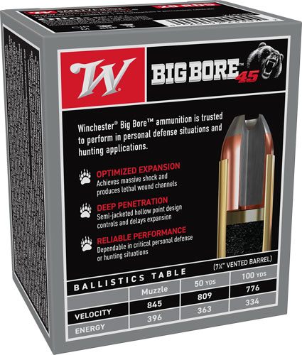 Winchester Ammunition Ammo X45CBB Big Bore 45 Colt 250gr Semi Jacketed Holl view 3