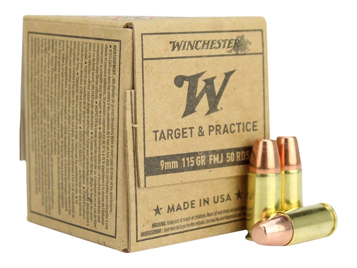 Winchester Ammunition Ammo SG9W50 USA 9mmLuger 115gr Full Metal Jacket 50 P