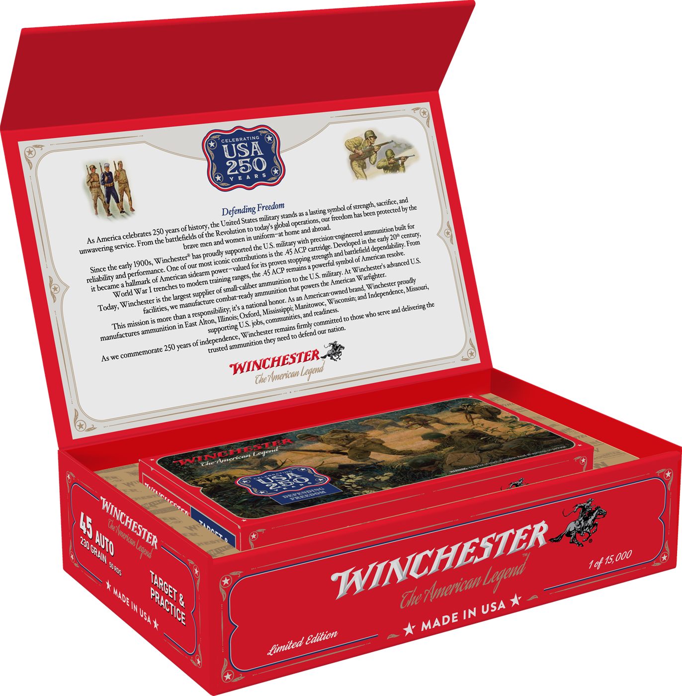 Winchester Ammunition Ammo USA45250 250th Commemorative Box Series 45ACP 23