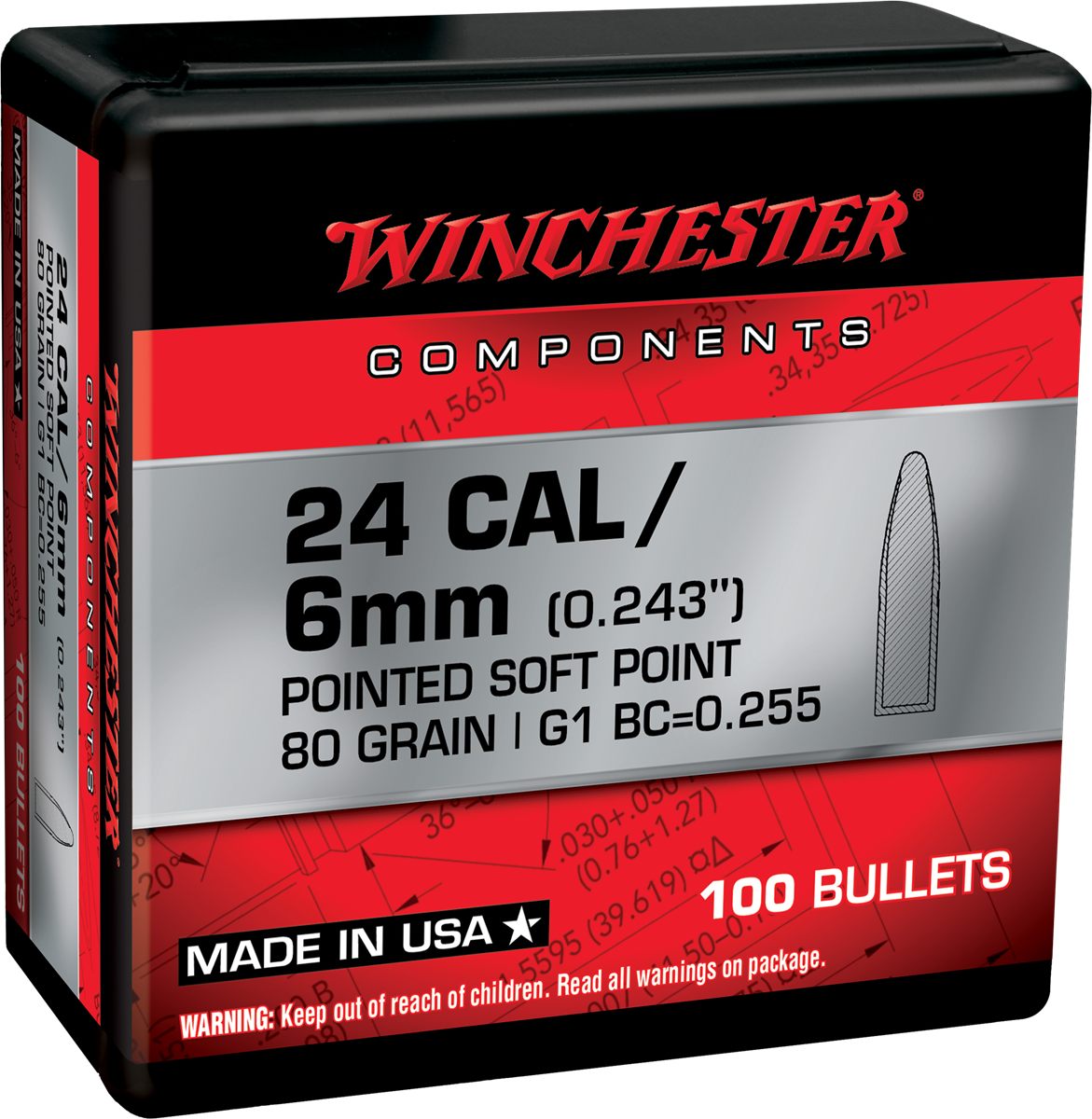 Winchester Ammunition Ammo WB243SP80X Centerfire Rifle 243 80gr Pointed Sof