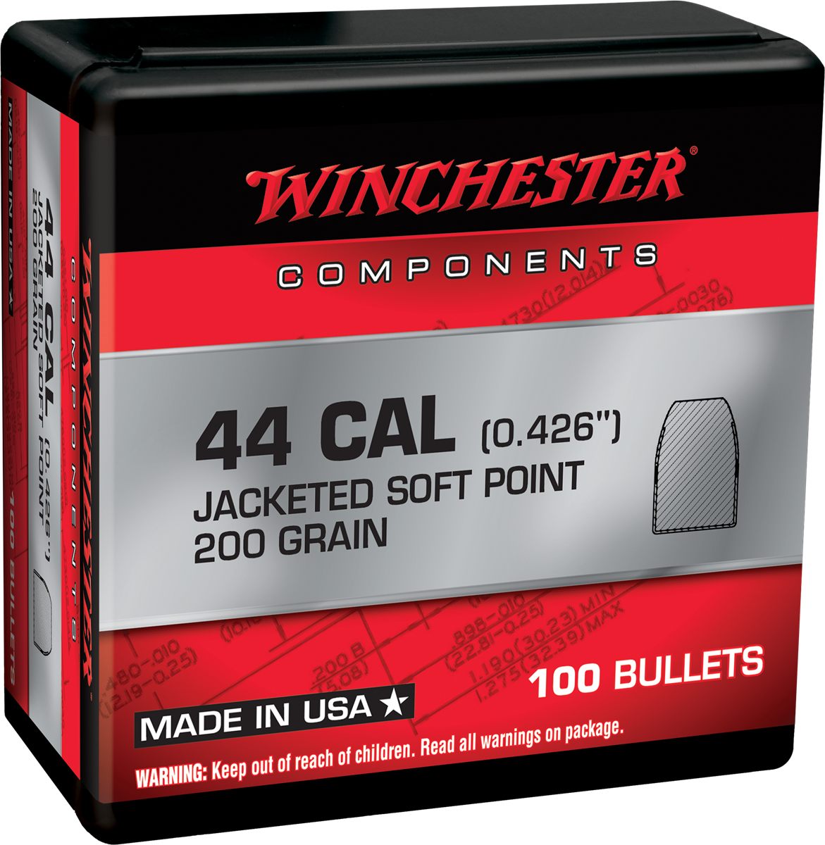 Winchester Ammunition Ammo WB44SP200X Centerfire Handgun Reloading 44 RemMa