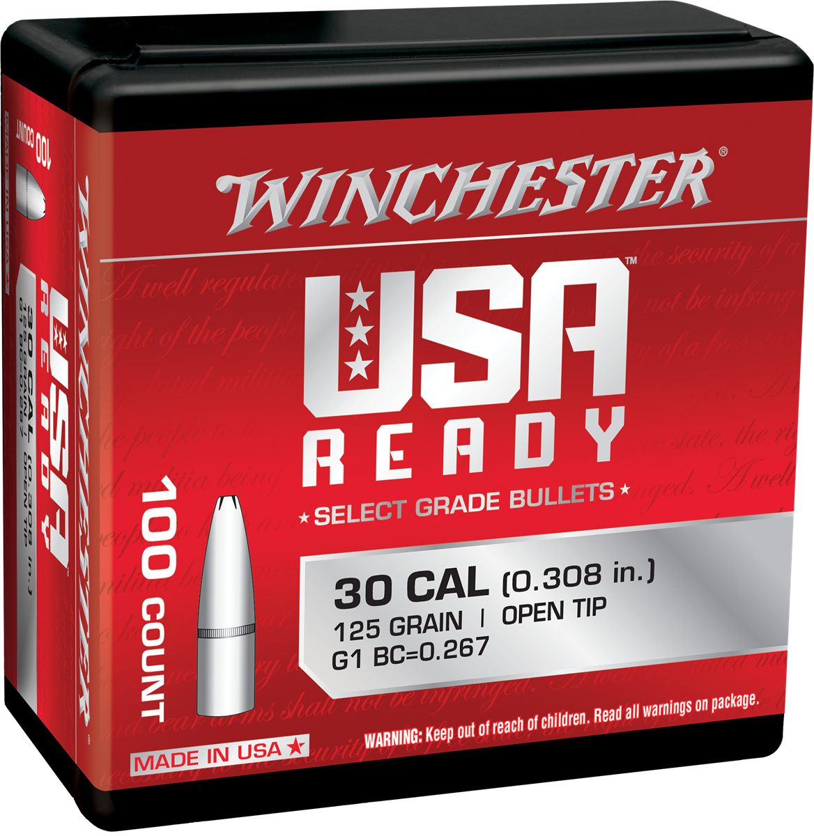 Winchester Ammunition Ammo WBR30125 Centerfire Rifle 308 125gr Open Tip 100