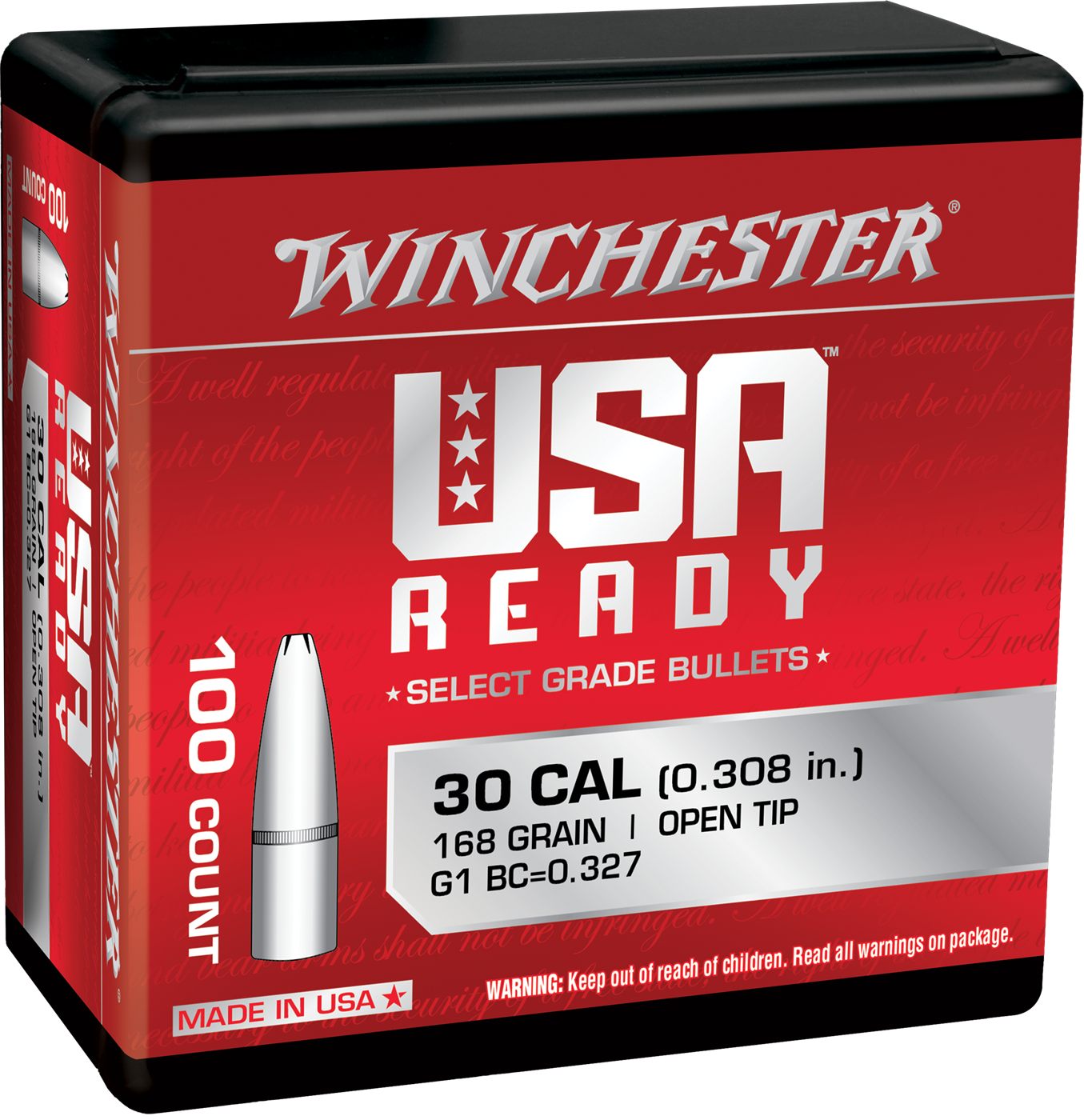 Winchester Ammunition Ammo WBR30168 Centerfire Rifle 308 168gr Open Tip 100