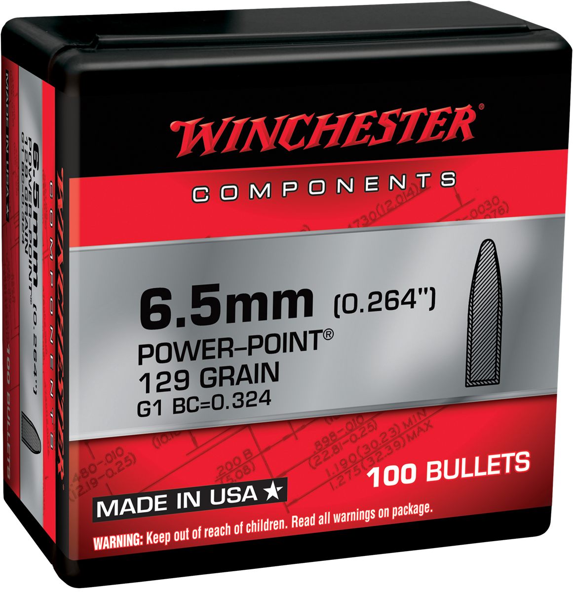 Winchester Ammunition Ammo WB65PP129X Power-Point 6.5 Creedmoor 129gr 100 P