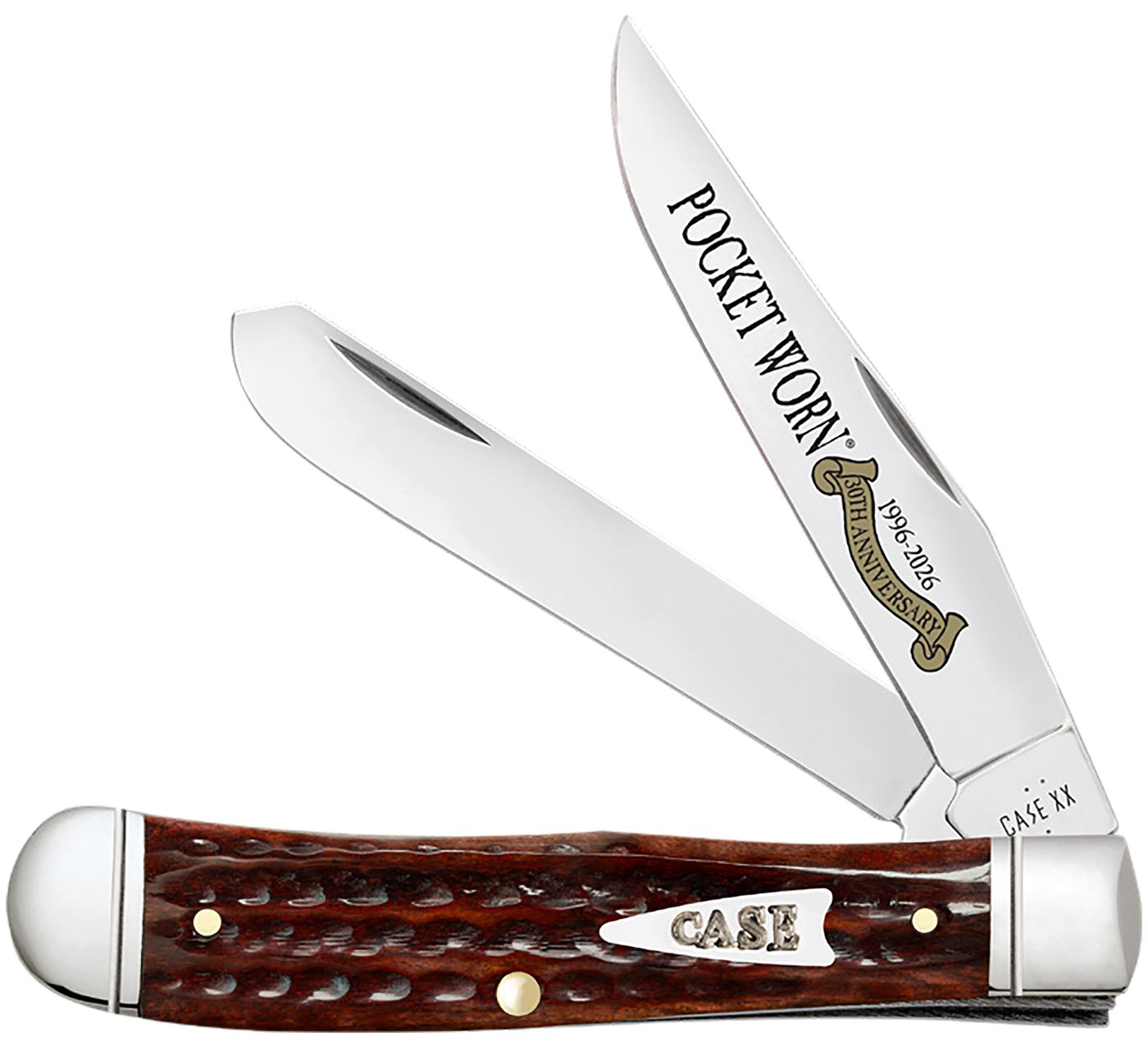 WR Case Sons Cutlery 55230 Pocket Worn Trapper Folding Clip Point/Spey Plai