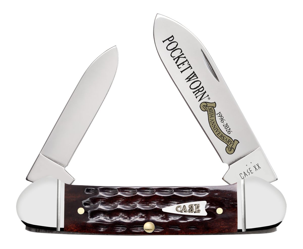 WR Case Sons Cutlery 55235 Pocket Worn Canoe Folding 2in Pen/2.63in Spear P