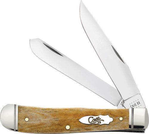 CASE KNIVES ANTIQUE BONE SMOOTH TRAPPER FLUTED BOLSTERS