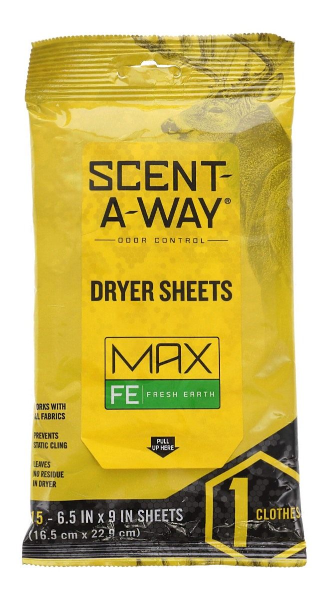 Hunters Specialties Scent-A-Way Dryer Sheets Earth (15 Pack) Multi, Fresh