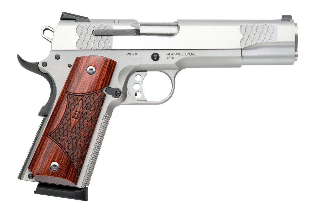 Smith and Wesson 108482 1911 E-Series Serrated 45 ACP 8+1 5in Stainless Ste view 2