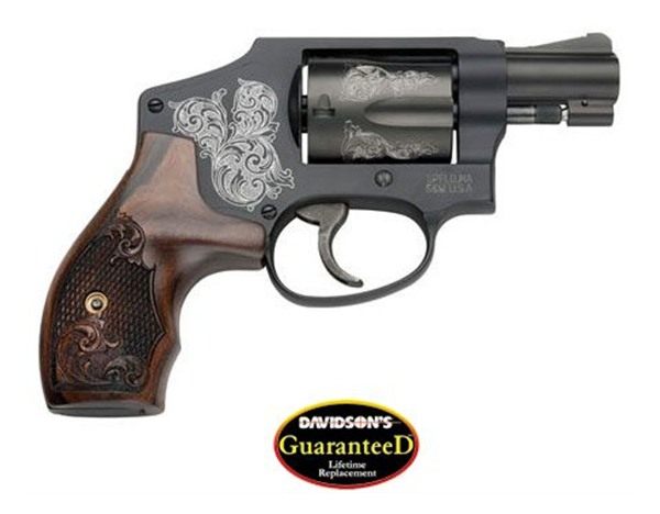 Smith Wesson 150785 Model 442 38 S W Spl +P 5 Shot 1.88in Engraved Black Ca view 3