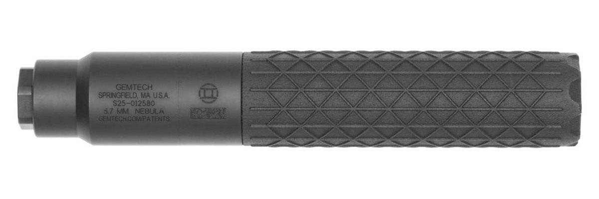Gemtech Nebula 5.7 Direct Thread Suppressor 5.7x28mm 1.2in Dia 1/2x28 Black view 3
