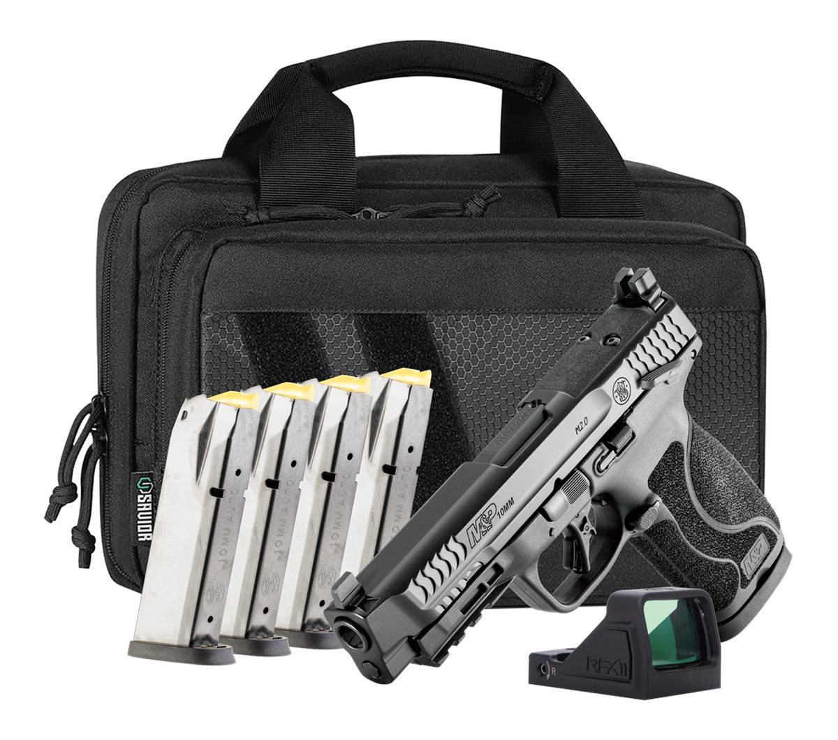 Smith & Wesson 14748 M&P M2.0 Bundle Full Size 10mm Auto 15+1 4.60" Black Armornite Stainless Steel Barrel & Serrated w/Optic Slide, Black Polymer Frame w/Picatinny Rail, Interchangeable Palmswell Gri view 2