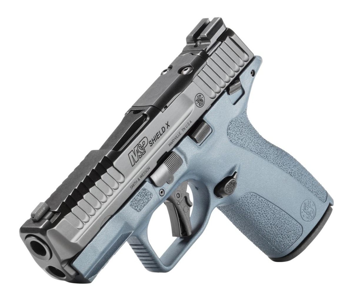 Smith Wesson S W Shield-X Blue Titanium Handgun 9mm Luger 13(1) 15(1)rd Mag view 2