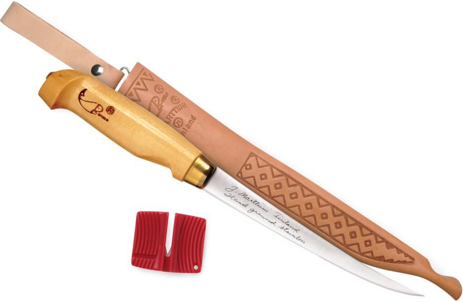 Normark Rapala 4in Fillet Knife W/Sharpener Wood Grip Sheath