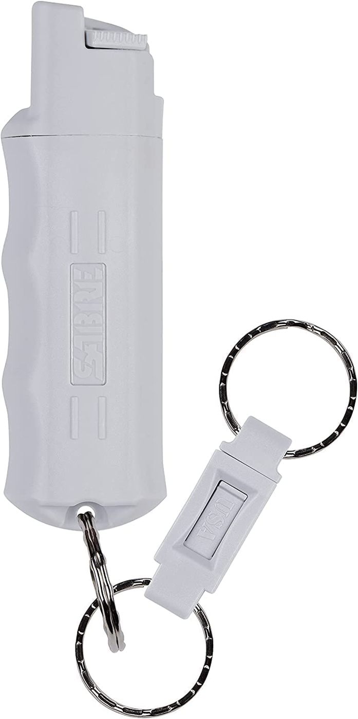 Sabre Red Keychain Pepper Spray Gray Hardcase with Quick Release Ring