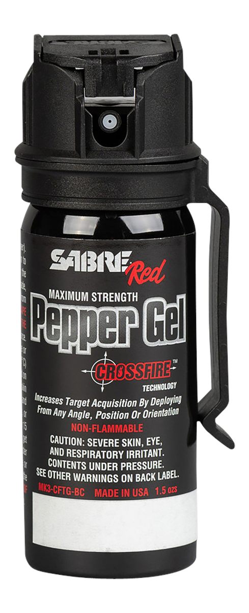 Sabre Crossfire Pepper Gel for Self Defense, Deploys At Any Angle, Maximize