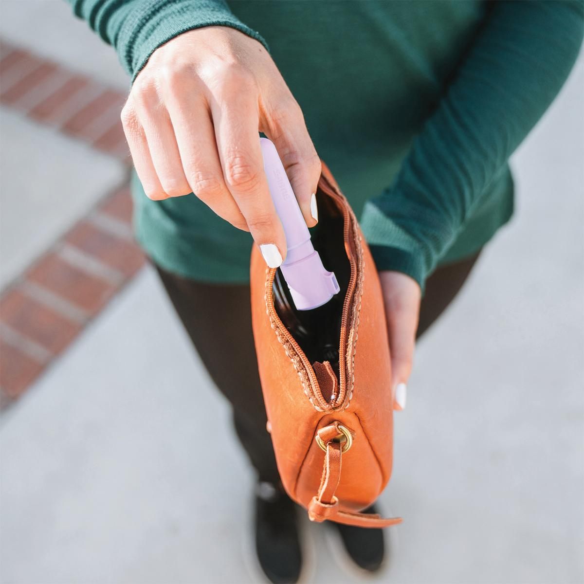 Sabre Mighty Discreet Pepper Spray with Snap Clip Keychain Lavender Clamshe view 2