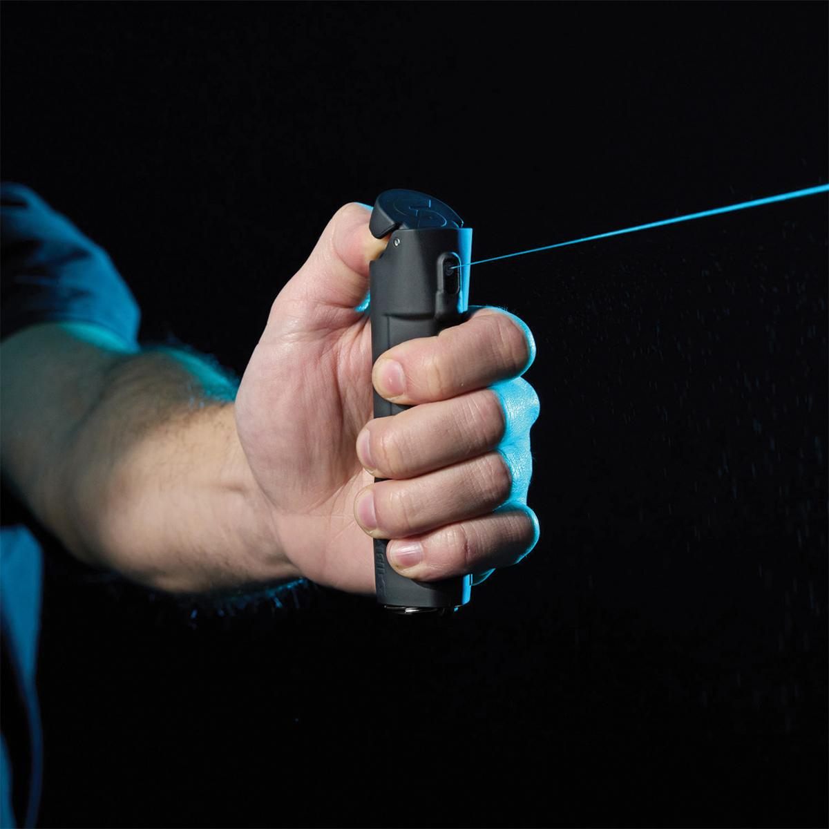 Sabre 2-In-1 Pepper Spray with Personal Alarm and Textured Case Black view 2