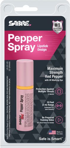Sabre LS22US Pink Lipstick Pepper Spray OC 10 Burst Range ft .78 oz view 3