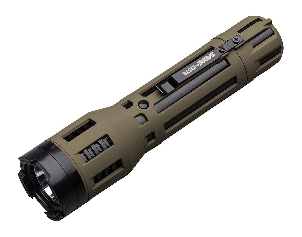 SABRE Stun Gun with LED Flashlight, Powerful Pain Inducing 1.820 C Charge, 120 Lumens, Rechargeable Battery, Safety Switch, Includes Wrist Strap and Belt Holder