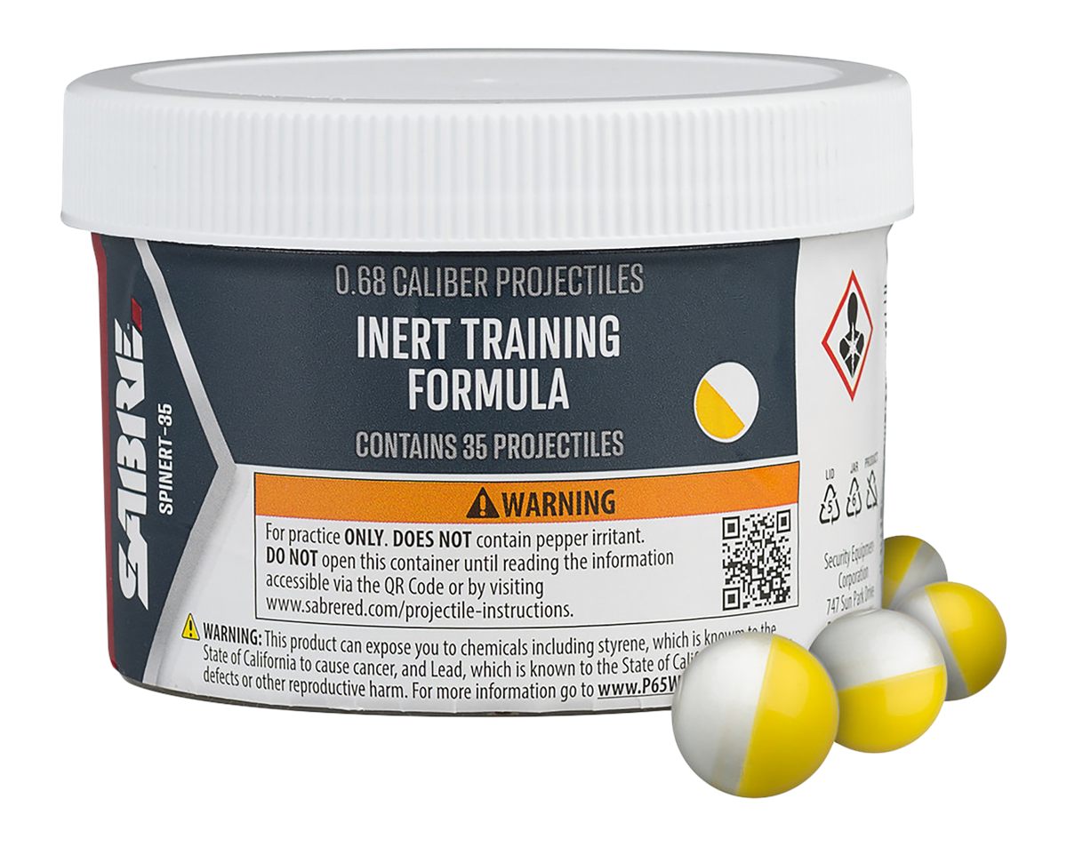 Security Equip Sabre SPINERT35 Practice Projectiles White/Yellow 35 Count