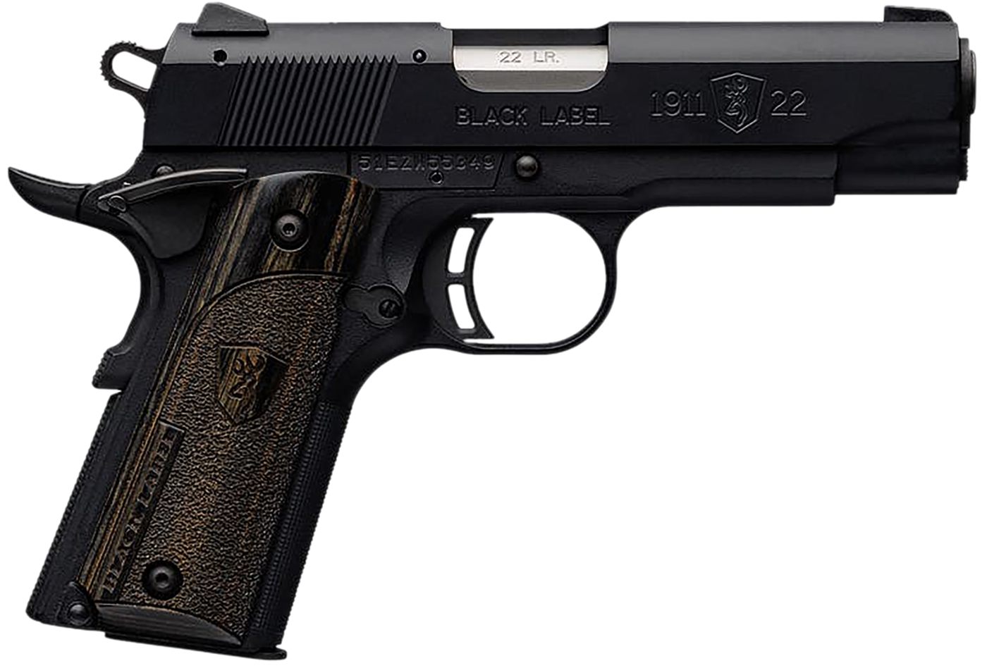 Browning 051815490 1911 Black Label Compact 22 LR 10+1 3.63in Stainless Ste
