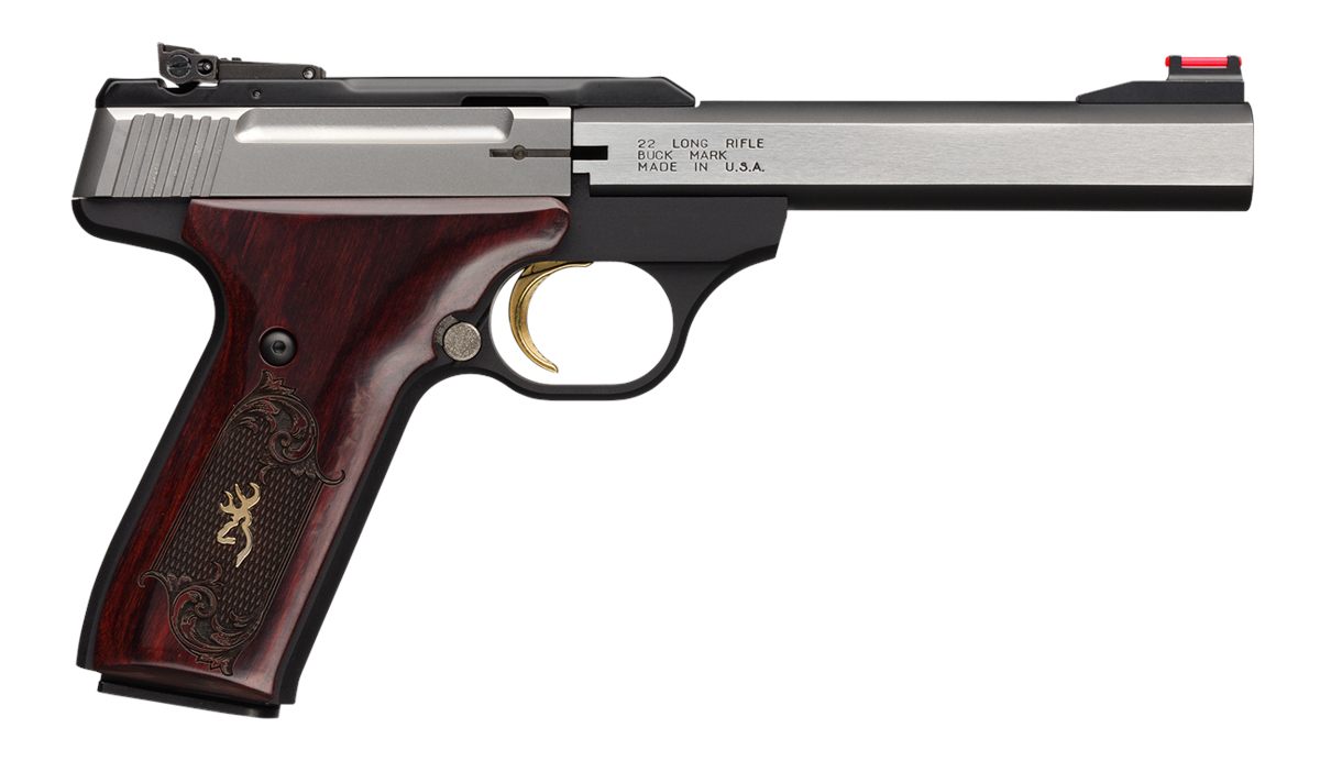 Browning 051543490 Buck Mark Medallion 22 LR 10+1 5.50in Blackened SS Slab