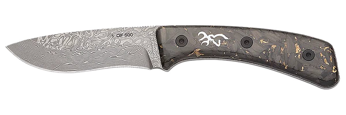 Browning 3220570B Rock 3.50in Fixed Drop Point Plain Acid Etch Damascus Bla