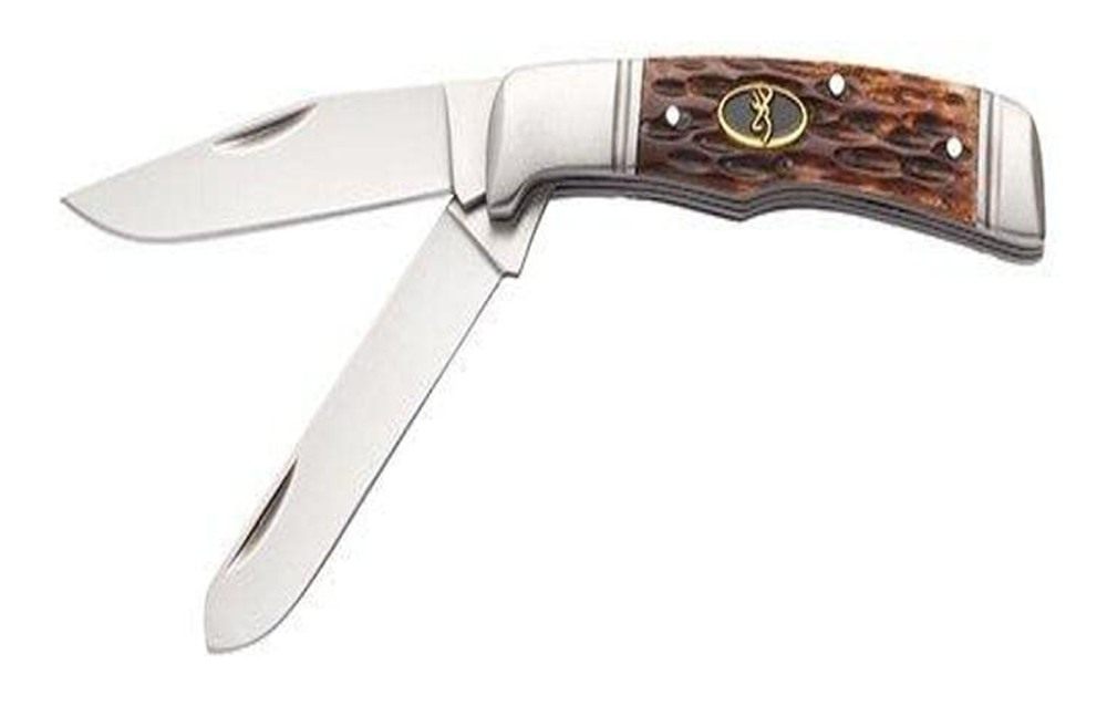 Browning Joint Venture 2 Blade Jigged Bone Folding Knife view 2