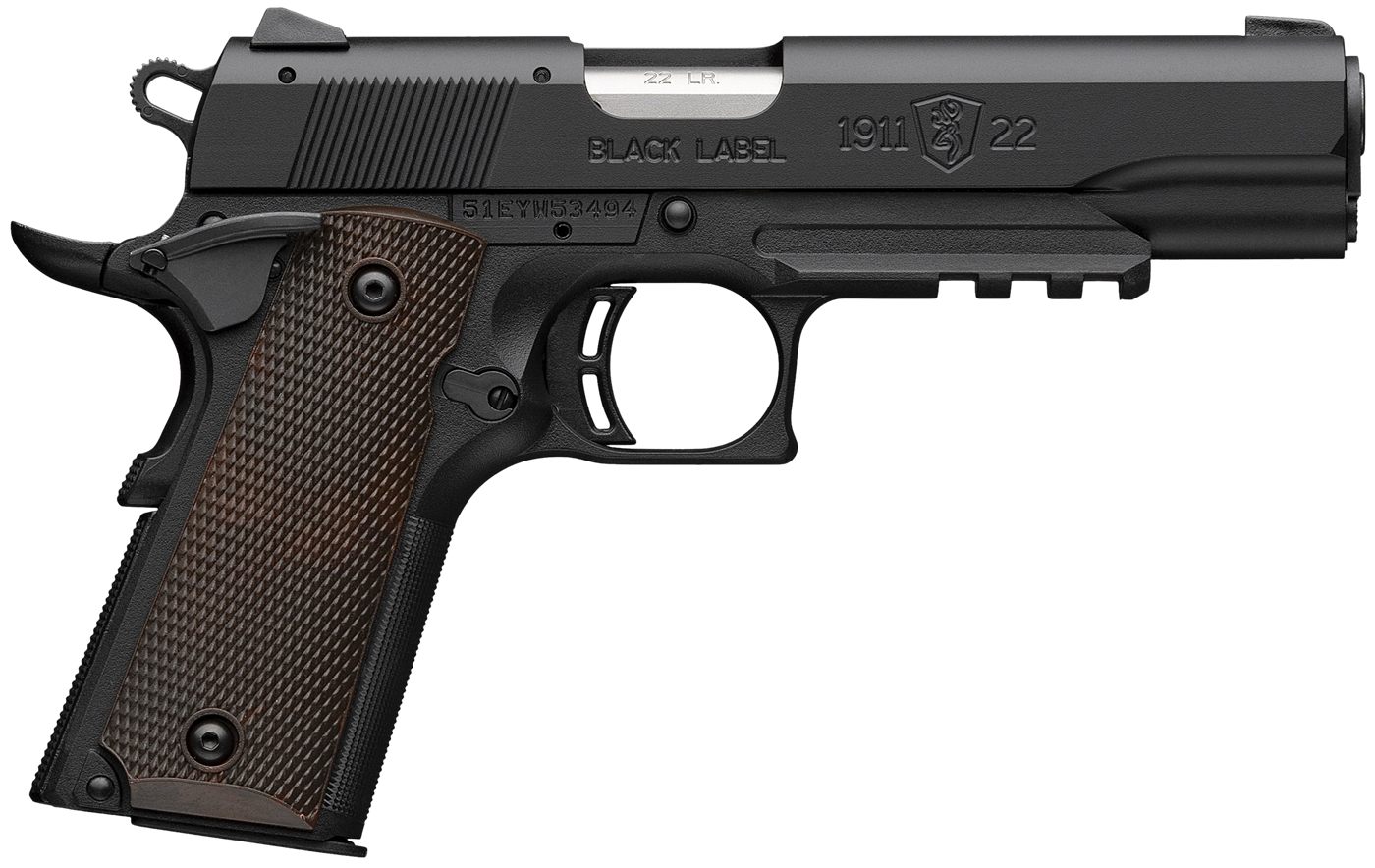 Browning 051065490 1911 Black Label Full Size 22 LR 10+1 4.25in Stainless S