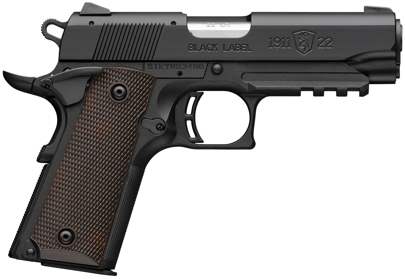 Browning 051066490 1911 Black Label Compact 22 LR 10+1 3.63in Stainless Ste