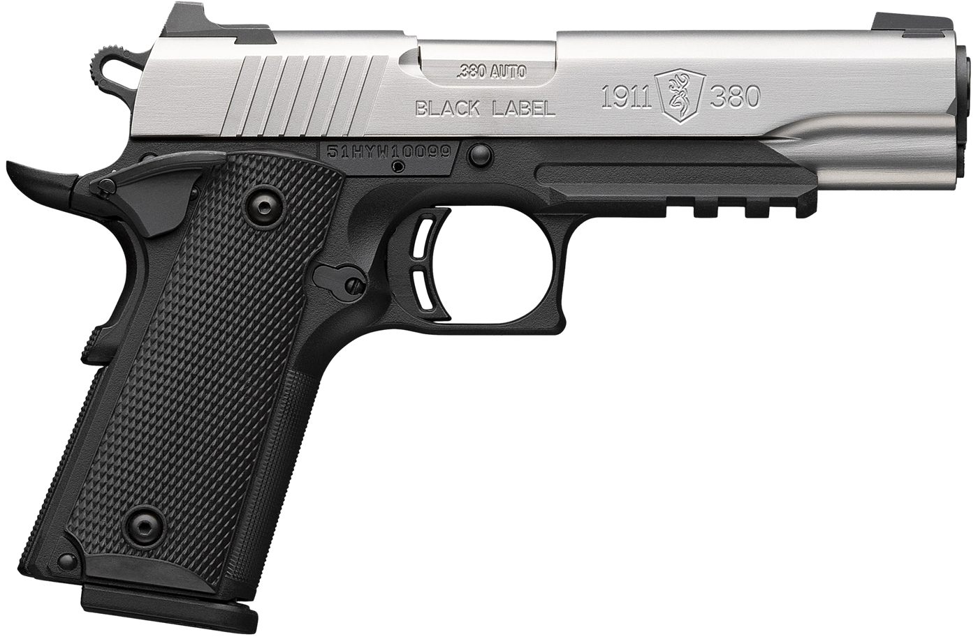 Browning 051120492 1911 Black Label Full Size 380 ACP 8+1 4.25in Stainless