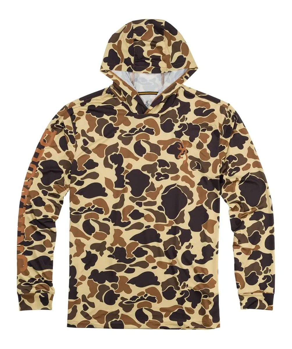 Browning mens Retro 3010861202 Shirt Hooded Tech Long Sleeve Vtan, Vintage