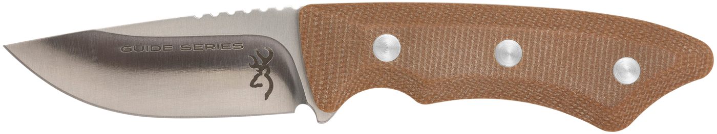 Browning 3220498B Guide Series Small 3in Fixed Drop Point Plain Satin Sandv