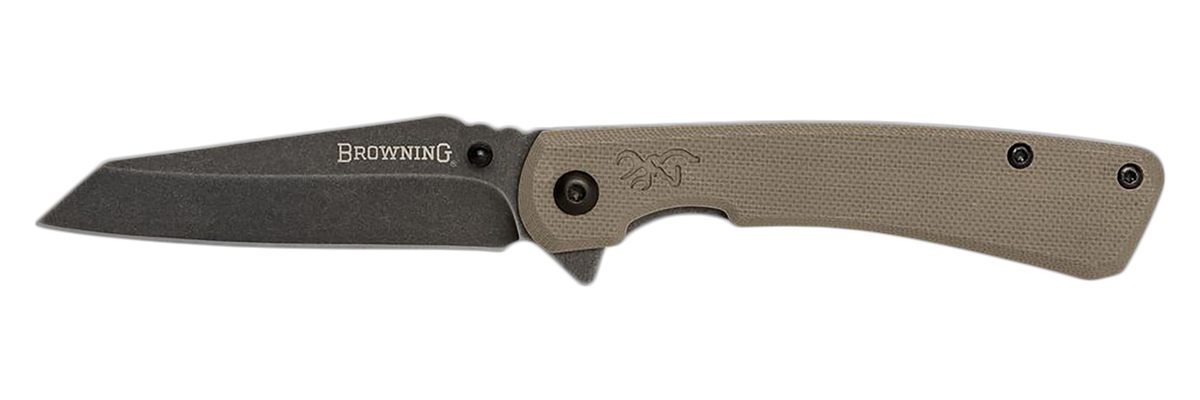 Browning 3220512 Branded Rock EDC 3in Folding Wharncliffe Plain Black Stone