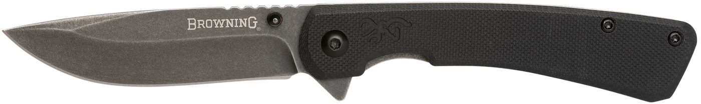 Browning 3220514 Branded Rock EDC 3in Folding Drop Point Plain Black Stonew