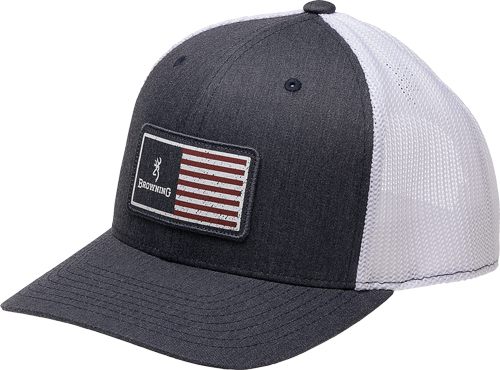 BROWNING CAP MUSTANG 110 MESH BACK REC FLAG PATCH NAVY